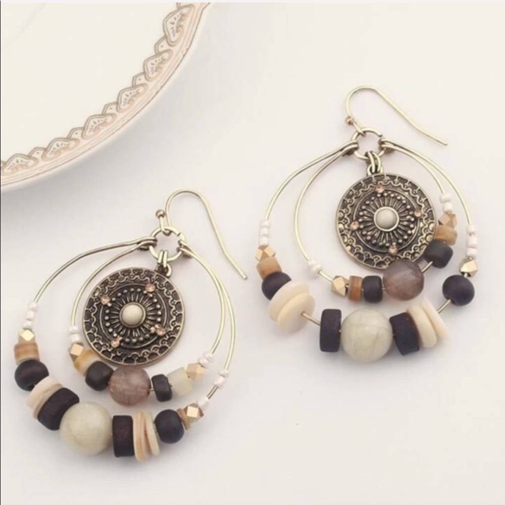 2x Restocked đ Tribal Beaded Hoop Earrings - Picture 4 of 4